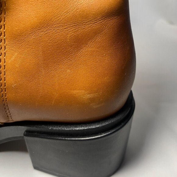 Franco Sarto Dalden Cognac Tan Leather Lug Chunky Block Sole Boots Womens 7 GUC - Picture 9 of 9